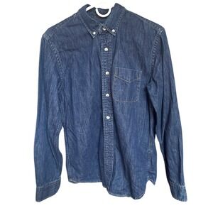 J. Crew Cotton Denim Dark Wash Button Down Shirt‎ M